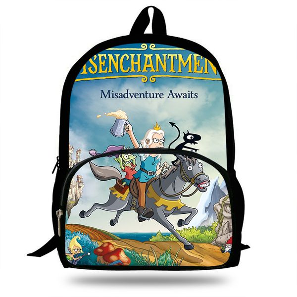 

cartoon disenchantment print backpack school bag for teenage boys rucksack lapgirls backpacks