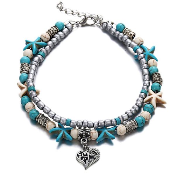 Vintage Shell Beads Starfish Cavigliere per le donne New Multi Layer Turtle Cavigliera Leg Bracciale Handmade Bohemian Jewelry Sandali Nave di goccia del regalo