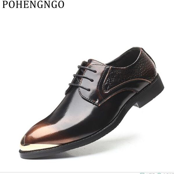 

fashion new men wedding business dress shoes british style metal pointed men's party oxford shoes plus-size men's office flats, Black