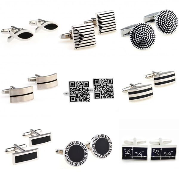 

the most popular 9 designs black color enamel epoxy cufflink cuff link ing, Silver;golden
