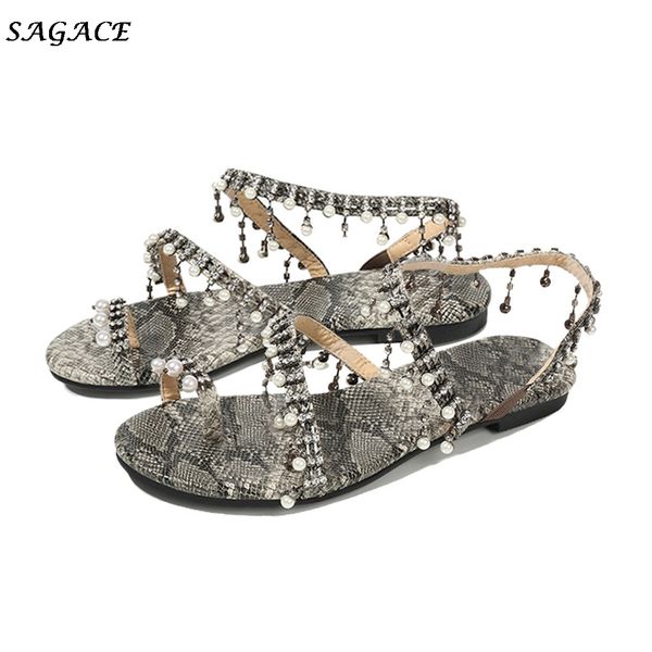 

sagace women sandals bling crystal summer shoes woman beach non-slip flat sandals flip flop soft buckle bottom slippers, Black
