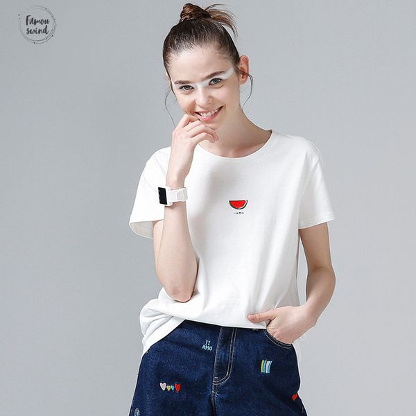 

watermelon female t shirt women basic cotton printed tee shirt femme pink women clothes 2019 drop shipping, White