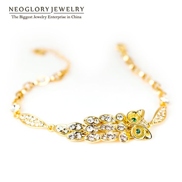 

neoglory jewelry austria crystal owl animal light yellow gold color bracelets & bangles for women girl friend 2020 new brand, Golden;silver
