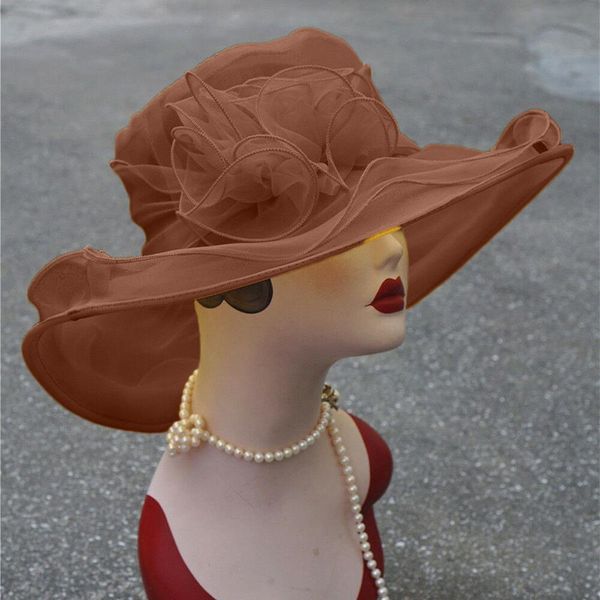 

9 colors women kentucky derby wide brim wedding church occasional organza sun hat 2019 sale