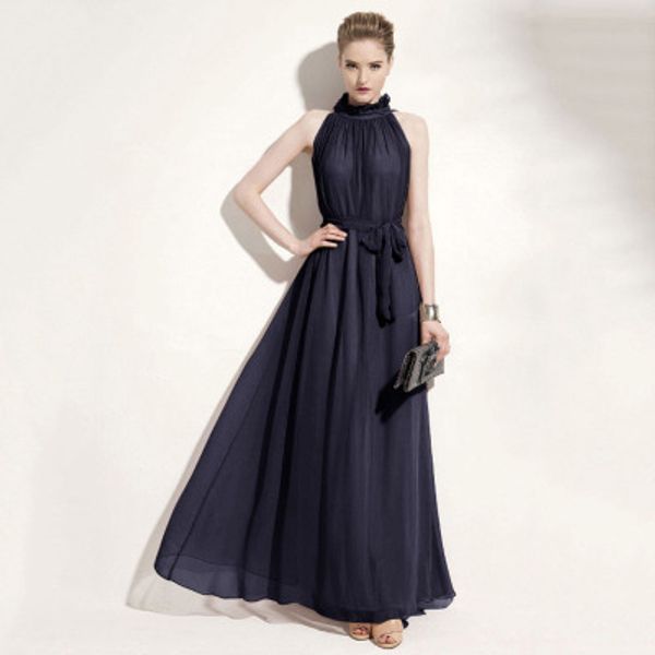 

новый богемный платье висит шеи платье шифон длинные юбки платье бесплатная доставка 2019 весной и летом женщины, White;black