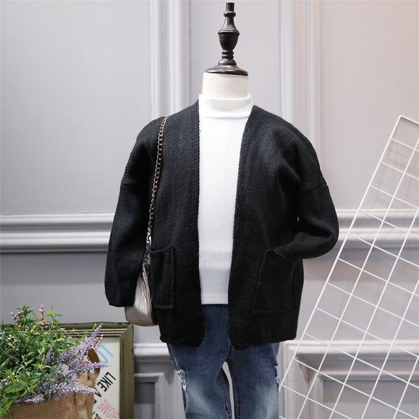 

sweater cardigan girls solid color warm knit jacket spring and autumn black new black color, Blue