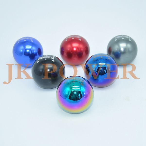 

jk mugen 5 speed 6 speed universal neo chrome blueing spherical round aluminum 50mm gear shift knob