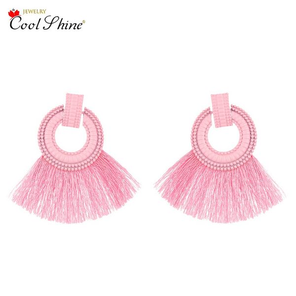 

bohemian tassel earring with metal europe and america exaggeration big brand fan-shaped geometry earrings pendant earrings, Silver