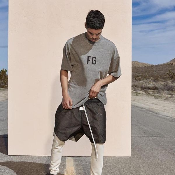 

fear of god 6th fg logo t-shirt fg inside out mens shorts sleeves high street hip hop fashion oversized tee hfwptx291, White;black