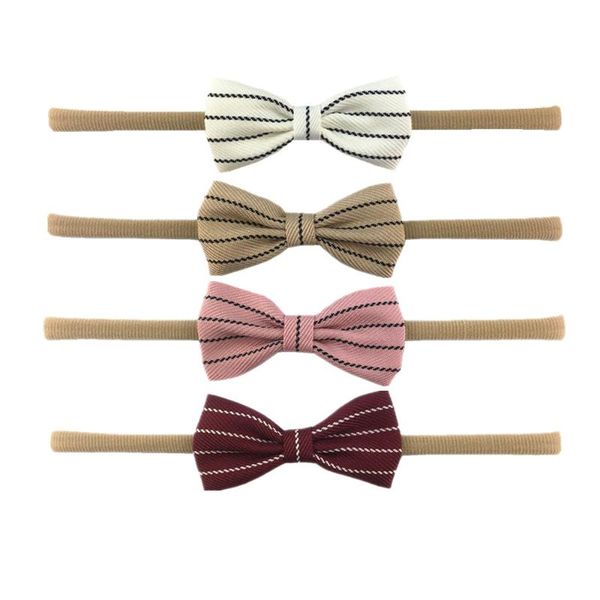 

30pcs/lot,3 inch cotton striped ribbon bow with nylon headband hair fashion accessories, Slivery;white