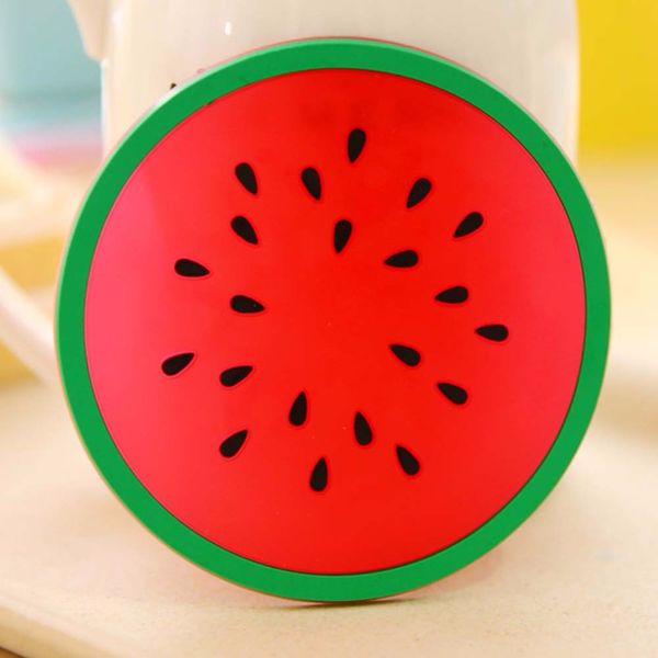 

mat pad 6pc colorful fruit shape coasters silicone round cup drinks holder mat coffee pads tableware placemat