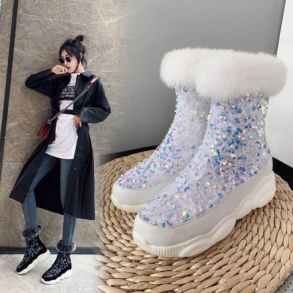 

зимние сапоги снега сапоги женская обувь женщина голеностопного толстые повышена 2020 зима новый теплый комфортное casual, Black