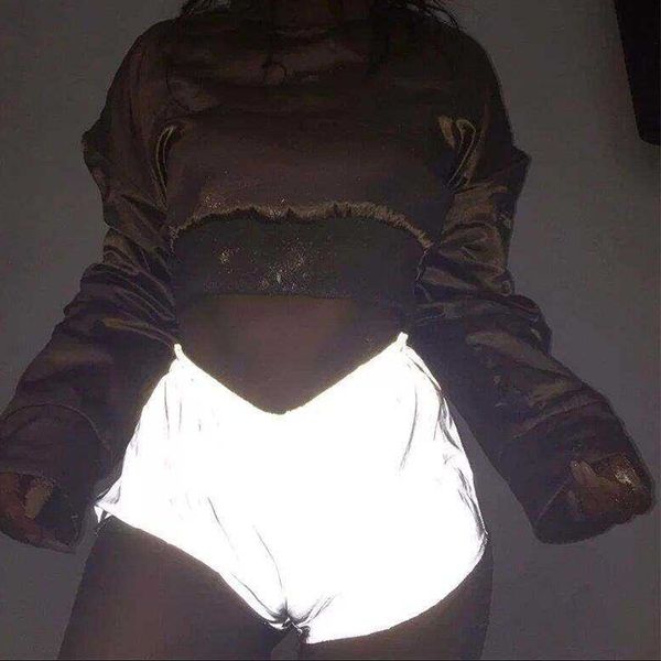 

hip hop women reflective shorts shiny in the night bottoms festivals clubwear costumes silver evening party clubwear, White;black