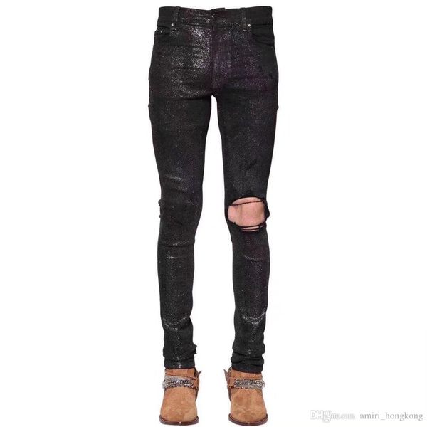 

2019ss solid классический стиль мода носить черное яркия biker голубые джинсы брюки огорченная вода diamond зебра top jeans size 28-36, Blue