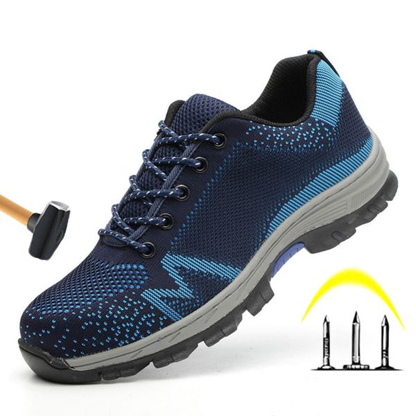 

nice work safety shoes men boots steel toe work shoes anti-smashing safety boots men slip-on male sneaker, Black