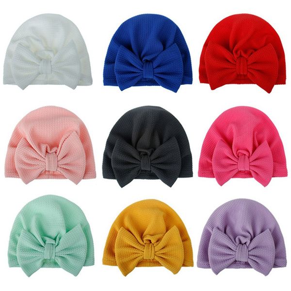 

2020 new spring autumn baby girls hat big bow baby hat kids newbworn bonnet cap beanie for girls, Yellow