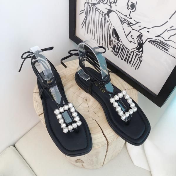

beach sandal woman luxury fashion womens shoes 2020 sandals straps clear heels buckle suit female beige for brands lace up, Black