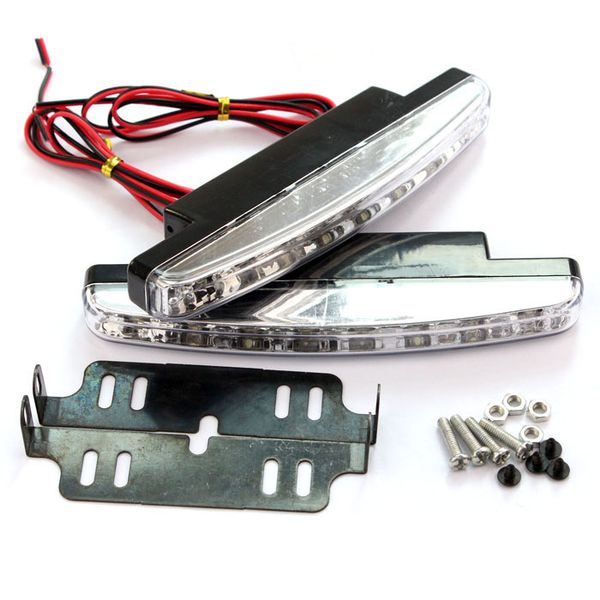 

горячий 1pc dc 12v 6000k автомобиль водить дневного вождения идущий 8led drl автомобиля туман лампы водонепроницаемый белый свет