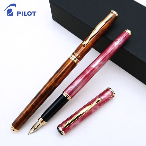 

pilot cavalier marble fca-5sr metal slim fountain pen brass lining pearlescent paint