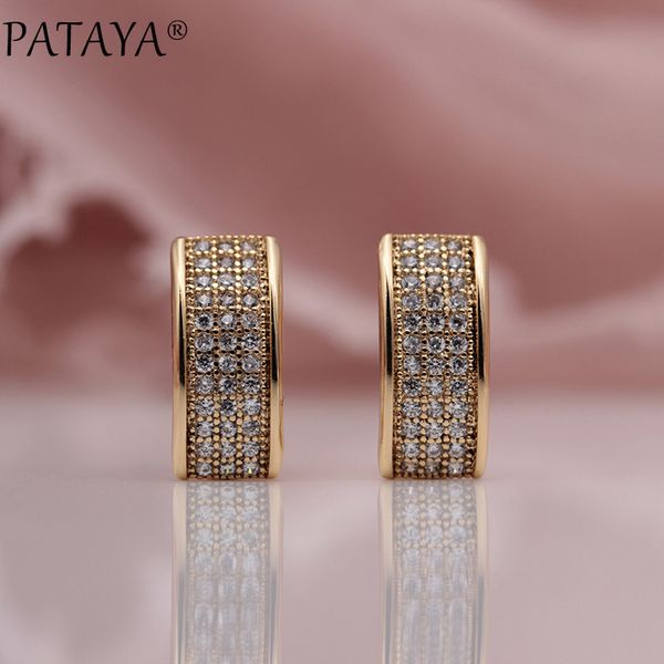 

pataya new micro wax inlay white natural zircon dangle earrings 585 rose gold women wedding party luxury fine bending jewelry, Silver