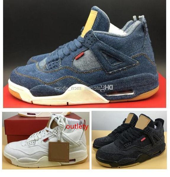 

4 denim ls jeans basketball shoes men 4s nrg blue black white denims sports sneakers new