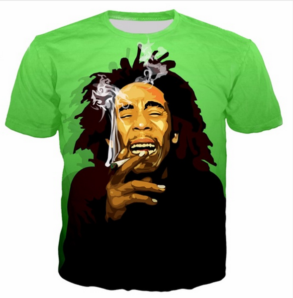 

casual mens womans bob marley 3d hd print t-shirt summer short-sleeved o-neck t-shirt fashion style shirt brand tees rx028, White;black