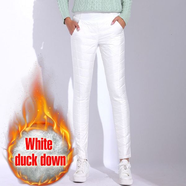 

women trousers winter pants women high waist white pants for women 2019 warm plus size trousers elastic waist casual bottom garemay, Black;white