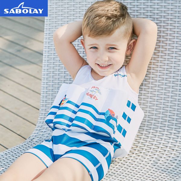 

one-piece buoyancy swimsuit boys girls bikini swimwear kids floating swimming bathing suit child lifeguard swim wear with cap