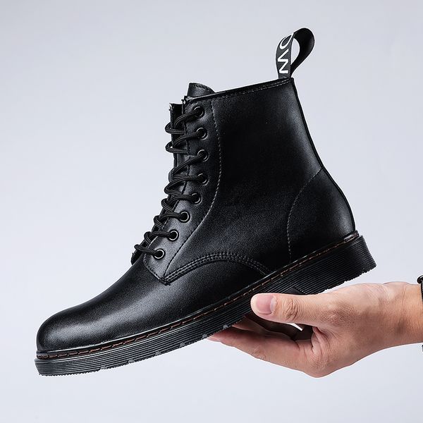 

boots men ankle boots fashion shoes men shoes with fur warm autumn winter ankle waterproof o4, Black