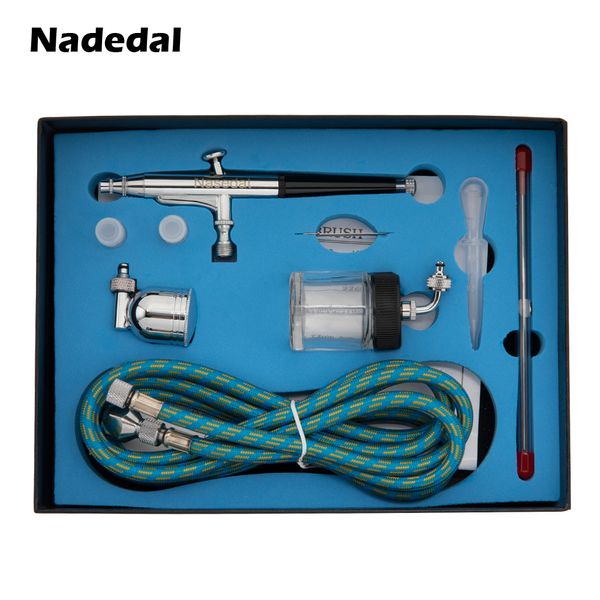 

nasedal airbrush paint sprayer double action spray gun with hose 3 tips 2 cups for art painting tattoo manicure spray model nail