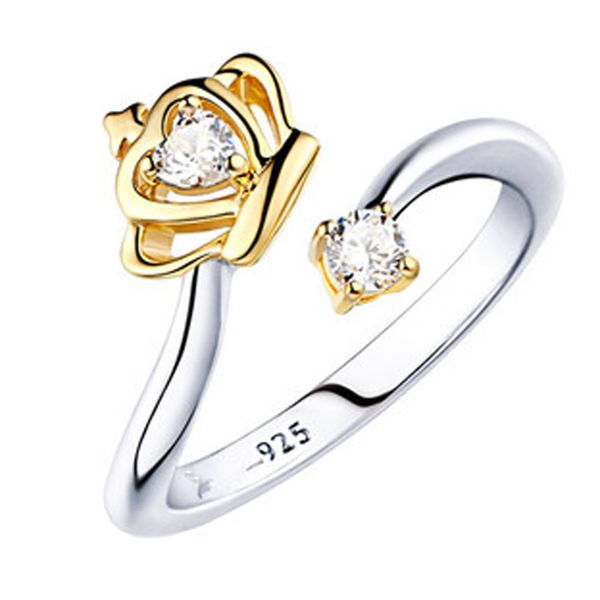

new fashion silver plated queen crown adjustable ring wedding ring for women fashion christmas gift gold/silver color, Slivery;golden