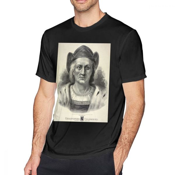 

columbus t shirt chriser columbus 2 - 1892 - currier ives t-shirt plus size print tee shirt beach male short sleeve tshirt, White;black