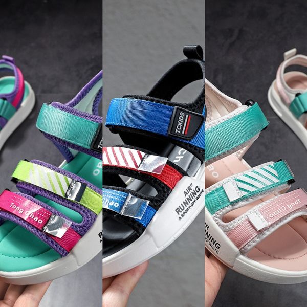 

78 boy 9 soft bottom 105 12 sandals and sandals boy 36 in the big 13 children 14 years old girl, Black;red