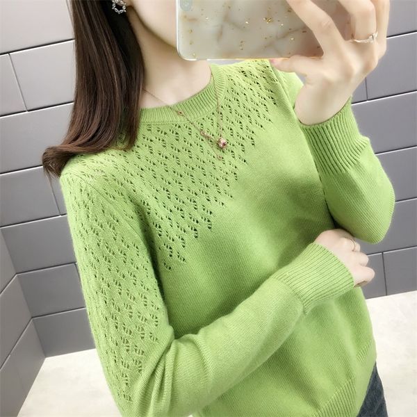 

round neck sweater, women's wear, new autumn style westernized bottom shirt, thin hollow-out knitted shirt tide, Black;white