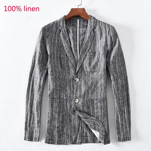 

new arrival fashion 10% linen suit casual small striped jacket men blazer slim fit size m  xl xxl xxxl, White;black