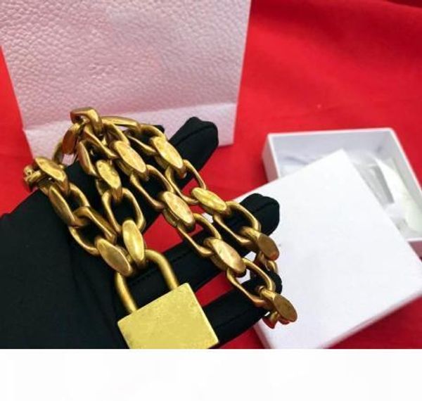 

fashion brand with logo designer lock gold necklace chains for mens and women party wedding lovers gift luxury jewelry with box, Silver