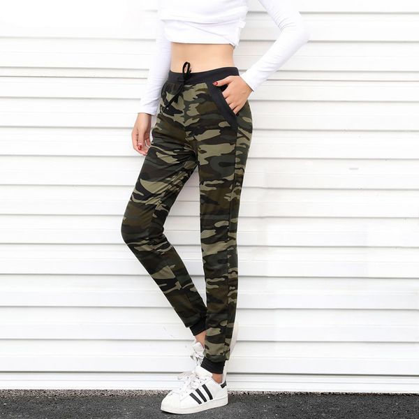 

new arrival women sweatpant camouflage jogger pant harem loose long pant with pocket drawstring american original, Black;white