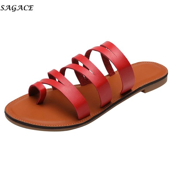 

sagace 2020 new women outdoor flat anti-slip slippers casual beach slippers large size shoes on-slip beach, Black