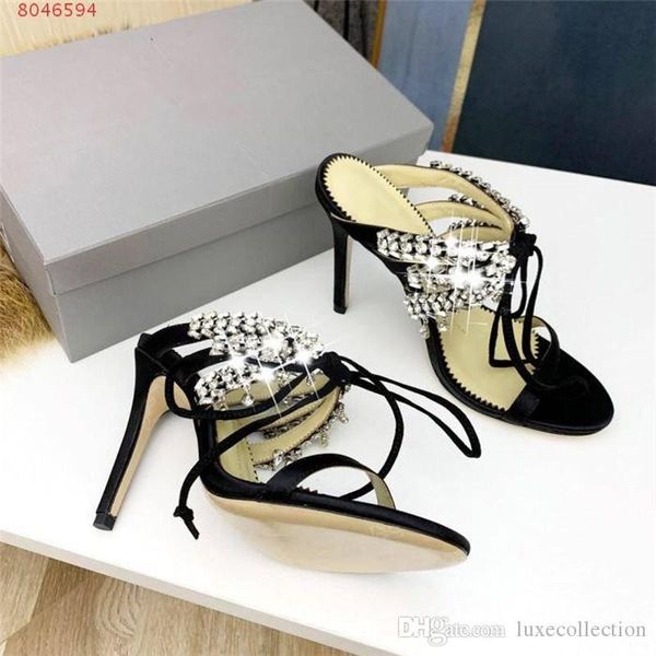 

ladies latest sumptuous and exquisite rhinestone black high-heeled sandals with peep-toe stilettos and black straps sandals,matching packing