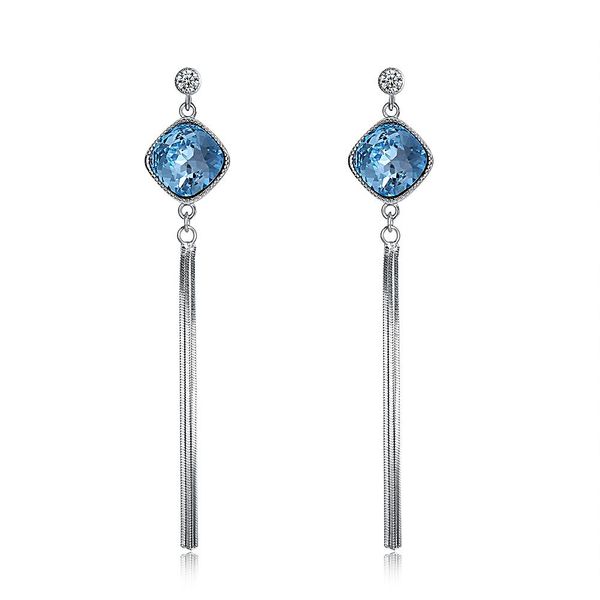 

romantic earrings crystal from swarovski elements fringe long s925 sterling silver dangle&chandelier earring valentine's day gifts pota
