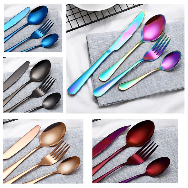 

7 styles stainless steel gold flatware sets spoon fork knife tea spoon dinnerware set kitchen bar utensil kitchen supplies tableware set