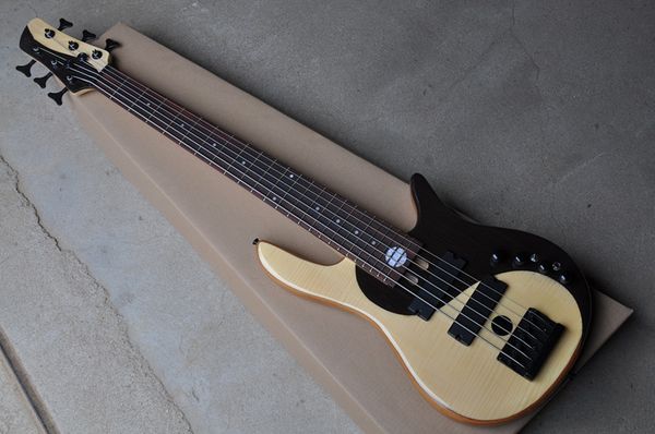 

factory custom 6-string electric bass with flame maple veneer,rosewood fretboard,black hardwares,can be customized
