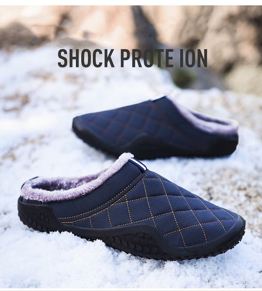 

cotton slippers men's winter new waterproof casual shoes home cotton shoes warm plus velvet plus size non-slip flexible size us 39 to 4, Black