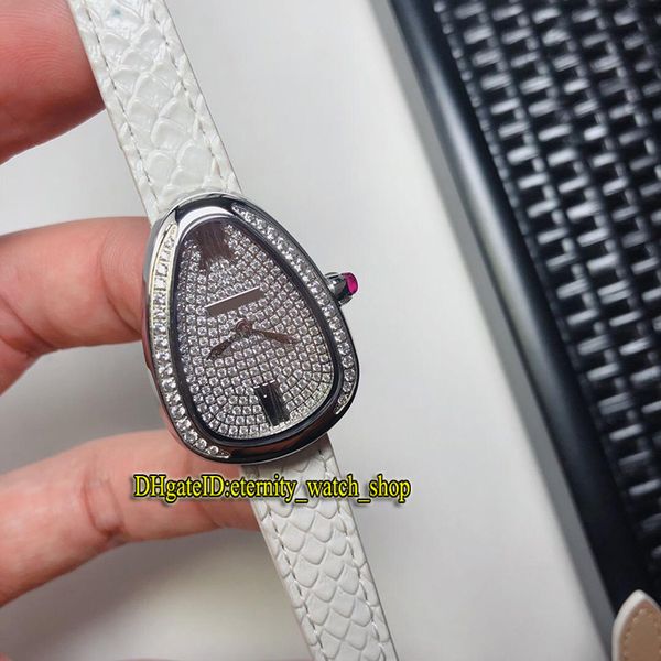 

высокое качество serpenti 103129 серебряные бриллианты циферблат швейцарский кварцевые женские часы бриллианты безель белый двойной круг кож, Slivery;brown