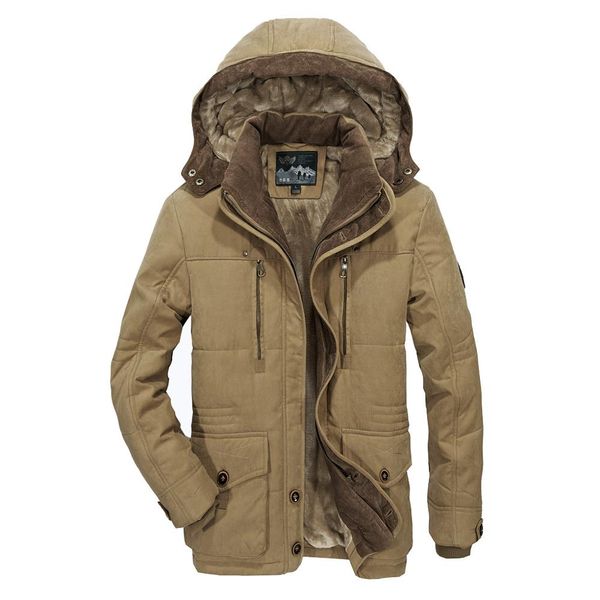 

winter men's coat long section plus velvet thick hooded jacket outdoor casual jacket coat streetwear male clothing, Black;brown