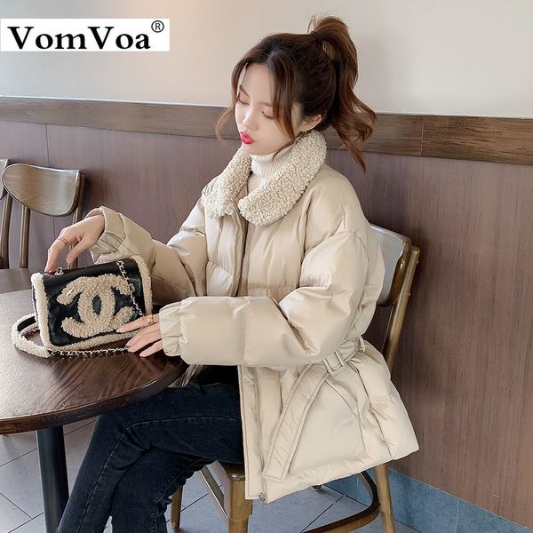 

vomvoa q5177-2019 winter new women's clothing imitation lamb wool collar warm thickened bread coat cotton coat 1125, Black