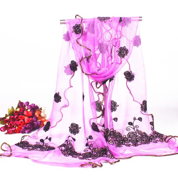 

purple flowerlady muffler cape women voile lace scarves shawls spring autumn new fashion wrap scarf 180*40 cm