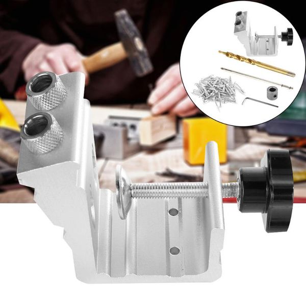 

selling 2020 products wood dowel hole jig drill bit kit woodworking steel hole locator puncher 3 in 1 kitchen accessories