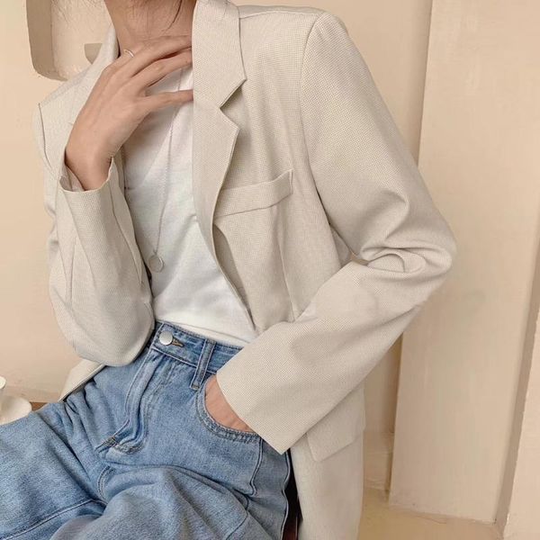 

2020 spring plaid suit jacket women blazer korean thin blazer single breasted jacket fashion streetwear, White;black