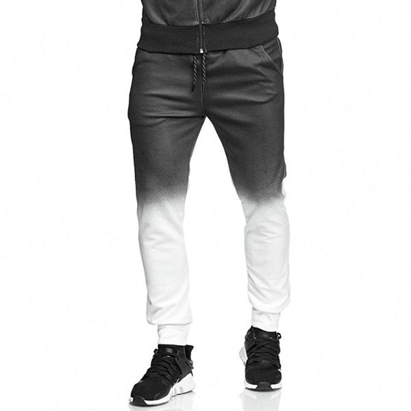 

mens running pants 2019 spring summer gradient 3d printing fitness jogging pants men casual sportpants plus size, Black